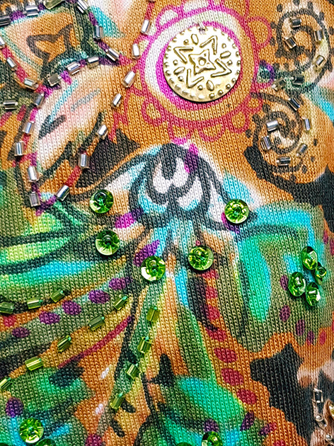 Mouwloze katoenen Crop top met batik print in bruin/oranje