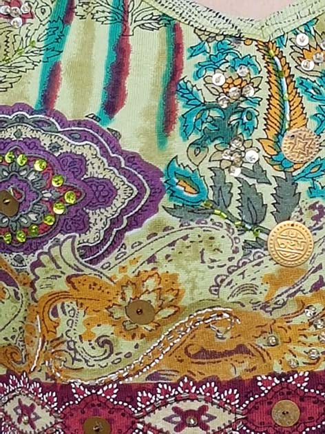 Mouwloze Crop top met batik print in groen/blauw