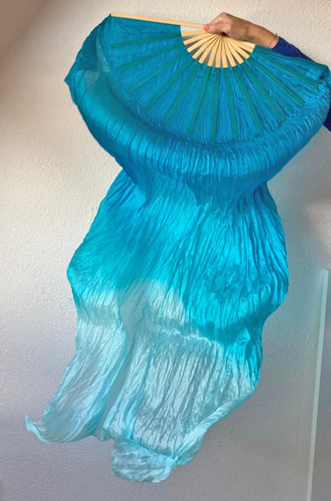 Zijde sluierwaaier in blauwgroen 150cm