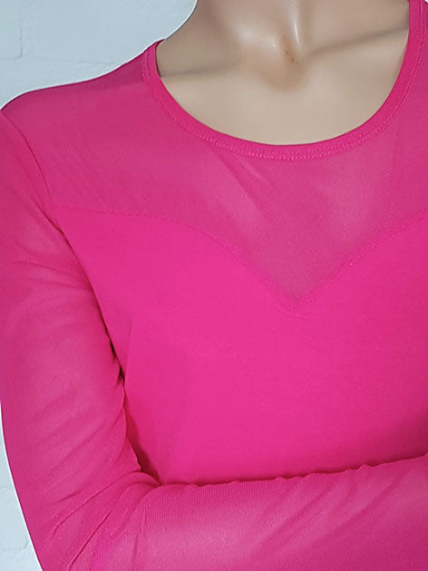 Body met lange mouwen in fuchsia