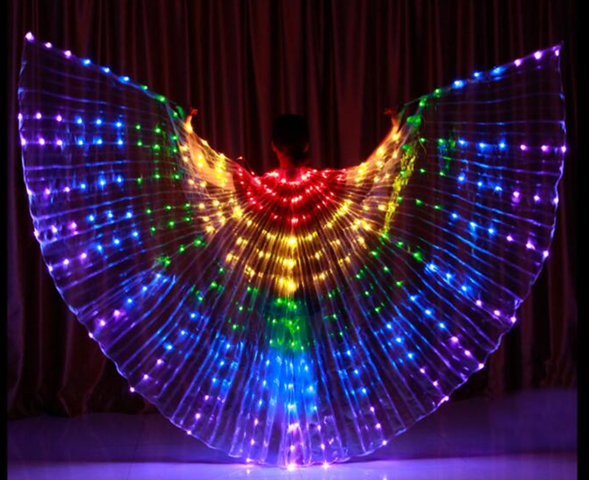 Isis Wings organza (doorschijnend) in wit parelmoer met rainbow led lights.