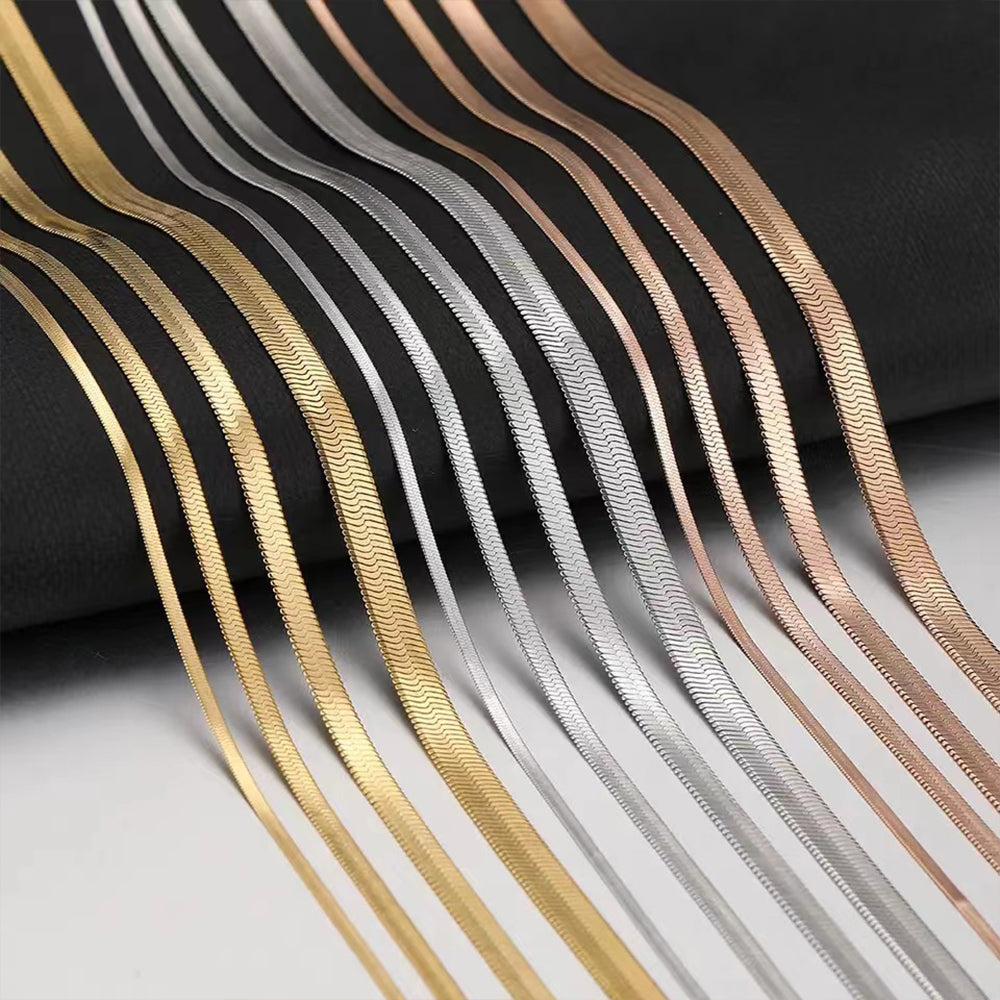 Snake collier platte schake Rose gold RVS / Stainless Steel
