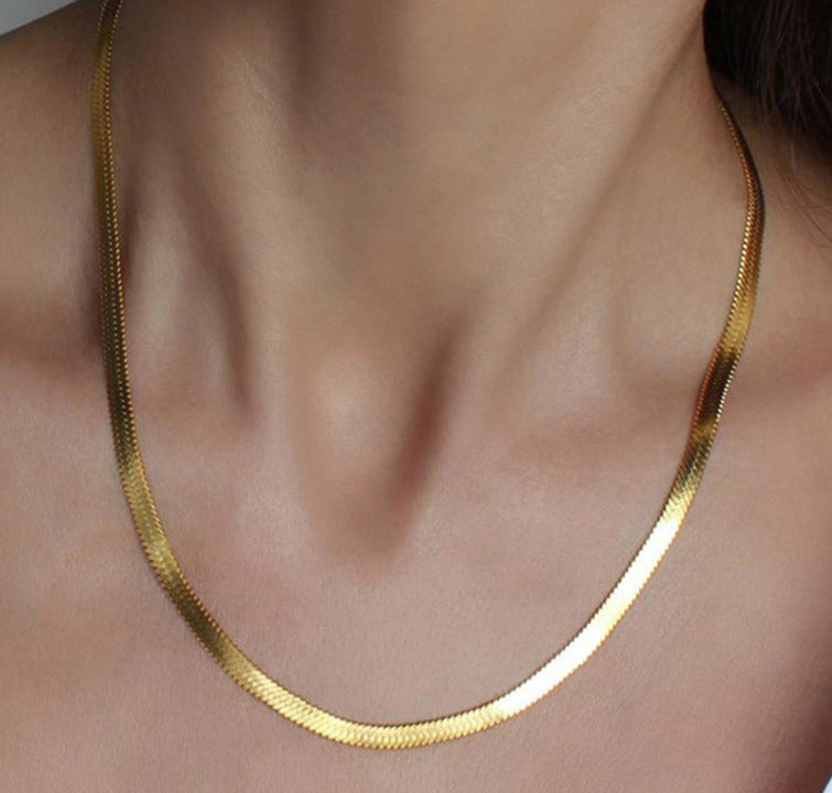 Snake collier platte schakel goud / Stainless Steel