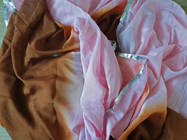 Chiffon sluier in bruin roze met gouden rand 2e keus