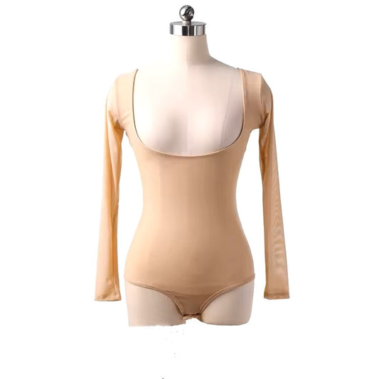 Body netstof mesh voor onder een kostuum - Lichtbeige