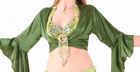 Buikdans BH met mooie pailletjes in kiwi groen.