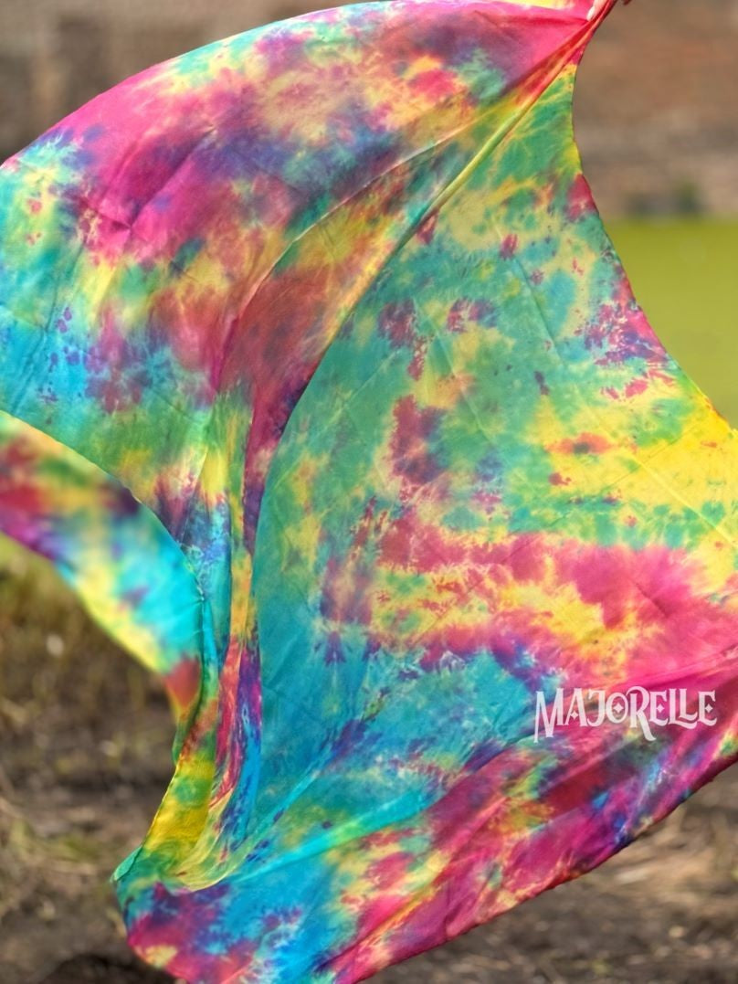 Zijde sluier halfrond tie dye spring